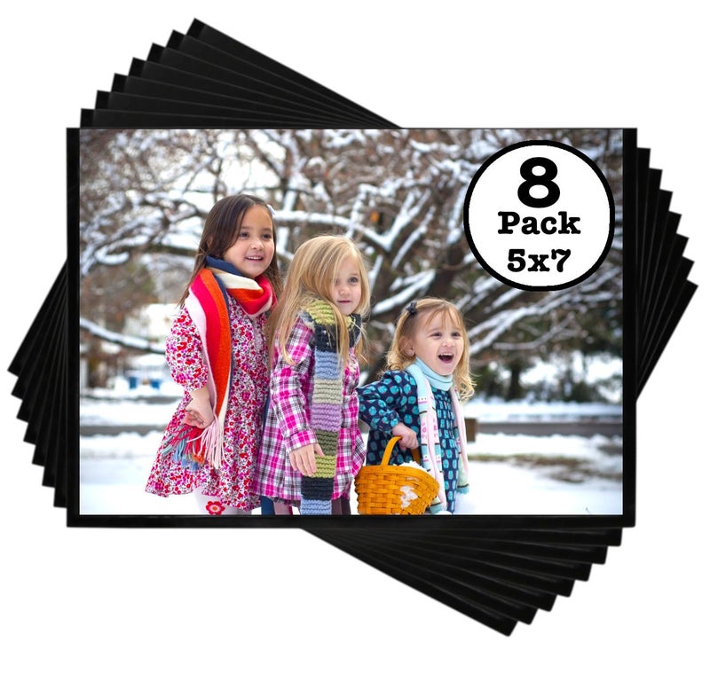 Iconikal 8-Pack Magnetic Photo Sleeves for 5x7 Pictures Easy Slide-in Display Pockets for Refrigerator & Metal Surfaces - Durable Filing Cabinet & Sheet Metal Memo Holders - Image 1